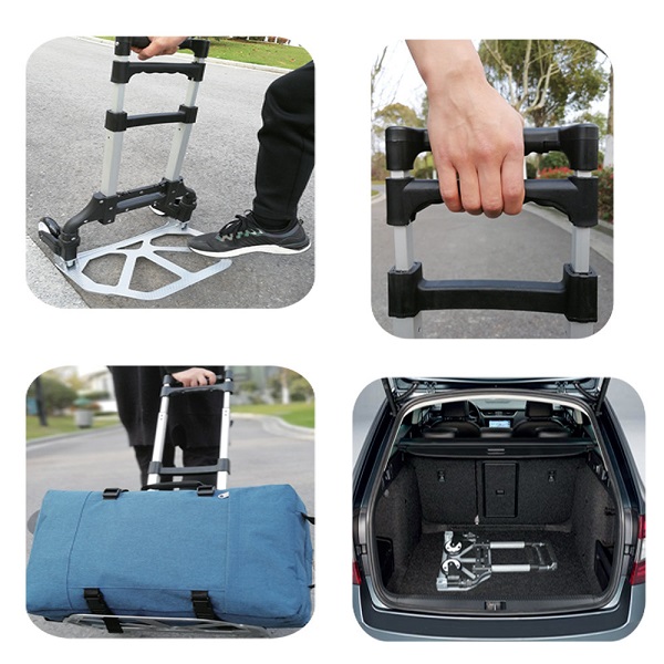 Carrello porta pacchi a due ruote in uso